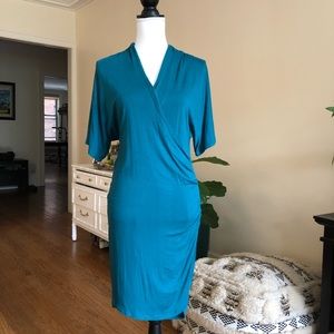 Banana Republic Stretchy Teal Wrap Dress